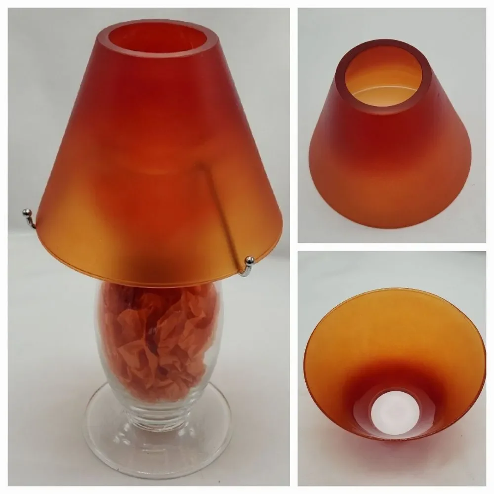 🩵PartyLite Vibrant Orange Candle Holder 3 Piece Set